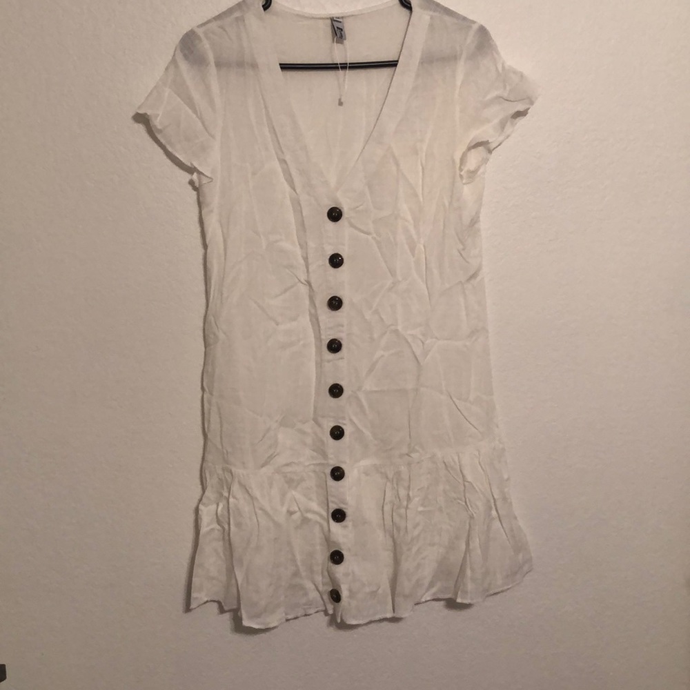 Button down linen dress